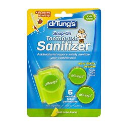 Dr. Tung’s Snap on Toothbrush Sanitizer, Flavor/colors Vary 2 Refills Included (Pack of 6)