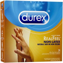 Durex Avanti Bare Real Feel Polyisoprene Non Latex Lubricated Condoms, 24 Count