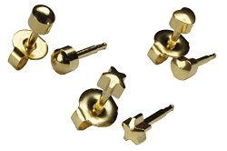 Ear Piercing Earrings 3 Pairs Of 4mm Gold Shapes 16ga Studex Studs Hypoallergenic