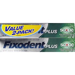 Fixodent Food Seal Plus Scope Denture Adhesive Cream Twin Pack, 2 Ounce