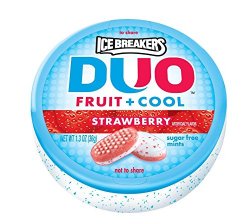 Ice Breakers Duo Fruit + Cool Mints, Strawberry, 1.3-Ounce Containers (Pack of 8)