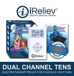 iReliev TENS Unit & (8) Electrodes Pain Relief Bundle-100% Satisfaction or 14 Day $$ Back Guarantee. 2 Year Warranty.