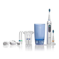 Jetpik JP200 Home-Rechargeable Electric Dental Flosser Oral Irrigator with Pulsating Floss-Water Jet Pik Power and Sonic Toothbrush