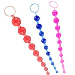 LOVER BABY Soft Silicone 10 Beads Anal Plug Beads Stimulate Anal Sex Toys G-spot Stimulation Massager Anus Plug for Women (Assorted colors)