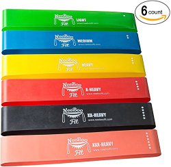 NeeBooFit Resistance Loop Band Set – Best Fitness Exercise Bands for Working Out or Physical Therapy – 12×2 Inches (6 Piece Set)