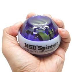 NSD Roll ‘N Spin Rainbow Lit AutoStart Spinner Gyroscopic Wrist and Forearm Exerciser with AutoStart and Multi-Lit LED, Purple