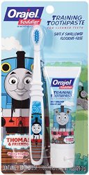 Orajel Thomas and Friends Fluoride-Free Training Toothpaste with Toothbrush, Tooty Fruity, 1.0 Ounce