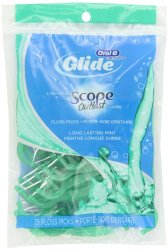 Oral-B Complete Glide, Floss Picks Plus Scope Outlast, Long Lasting Mint,  75 Pick Pack,  6 Count