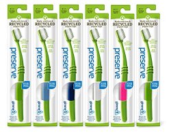 Preserve Toothbrushes in Lightweight Pouch, Ultra Soft Bristles, 6-Count