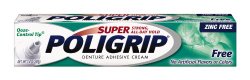Super Poligrip Zinc Free Denture Adhesive Cream, 2.4-Ounce Tubes (Pack of 4)