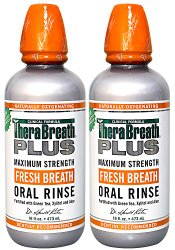 TheraBreath PLUS Professional Formula GREEN TEA MOUTHWASH – Extra Strength, 16 Ounce (Pack of 2)