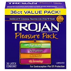Trojan Condom Pleasure Pack Lubricated, 36 Count – 2 Packs