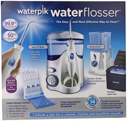 Waterpik Water Flosser, Nano Flosser, Deluxe Traveler Case, Tip Storage Case and 12 Accessory Tips Combo Pack