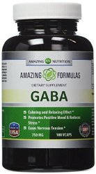 Amazing Nutrition Gaba ( Gamma Aminobutyric Acid) 750 Mg, 100 Capsules