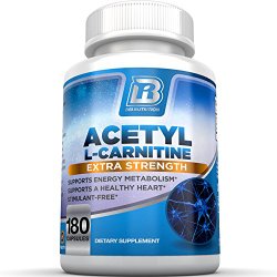 BRI Nutrition Acetyl l-Carnitine – 180 Count 500mg L Carnitine Capsules – 1000mg Servings