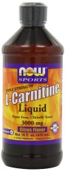 NOW Foods L-Carnitine Liquid 3000mg, Citrus Flavor,  16 ounce Bottle
