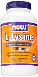 NOW Foods L-lysine 500 mg, 250 Capsules