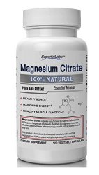 #1 Magnesium Citrate – No Magnesium Stearate – 500mg, 120 Vegetable Caps – Made In USA, 100% Money Back Guarantee