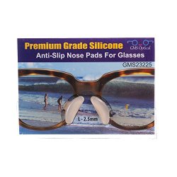 2 Pair Clear – 2.5mm x 17mm Non-Slip Nose Pads for EyeGlasses by GMS Optical – Premium Grade Silicone