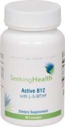 Active B12 Lozenge With L-5-MTHF | 800 mcg of Pure Non-racemic L-methylfolate | 1,000 mcg of Methylcobalamin and Adenosylcobalamin Vitamin B12 | 60 Lozenges | Physician Formulated | Seeking Health