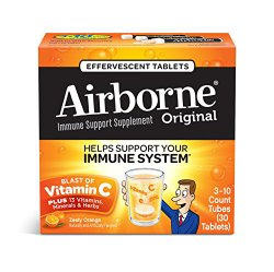 Airborne Vitamin C 1000mg Immune Support Supplement, Effervescent Formula, Orange, 30 Count