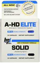 BPI Sports A-HD Elite/Solid Combo 500/550mg Testosterone Booster Capsules, 30 Count