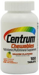 Centrum Chewable Multivitamin, Orange Flavored, 100 Tablets