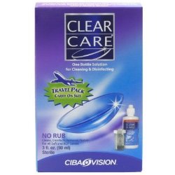 Ciba Vision Clear Care Cleaning & Disinfecting Solution 3oz & Contact Lens Case Travel Size Starter Kit
