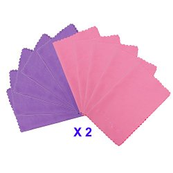 ColorYourLife 20-Pack Microfiber Cleaning Cloths for Apple iPhone ,Ipad, Tablets, Lenses, LCD Monitor, TV, Camera, Glasses, Optics Etc (Purple + Pink)