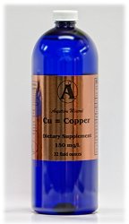Copper Supplement By Angstrom Minerals Liquid Ionic Copper 150ppm – 32 Oz