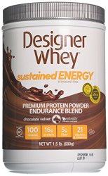 Designer Protein Sustained Energy – Premium Protein Powder with Soy, Chocolate Velvet, 1.5 Pound