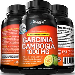 Garcinia Cambogia (10x Flat Tummy Diet Pills) 100% Pure Extract | Natural Weight Loss Supplement Pills for Women & Men | Powerful HCA Appetite Suppressant (Extra Strength)