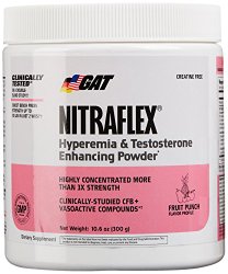 GAT Clinically Tested Nitraflex, Testosterone Enhancing Pre Workout, Fruit Punch,300 Gram