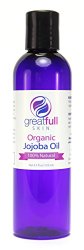 Golden Jojoba Oil By GreatFull Skin Is a Premium 100% Pure Certified Organic Cold Pressed Unrefined Extract – More Effective Than Argan Without the Odor – 4.5 Ounces