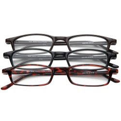 Half Eye Style Magnifying Reading Glasses +4.0 Set of 3 Pairs ValuPac
