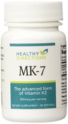 Healthy Directions MK-7 Vitamin K Supplement for Healthy Arteries and Strong Bones, 30 capsules (30-day supply)