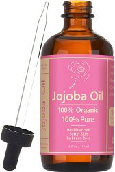 Leven Rose Organic 100% Pure Cold Pressed Unrefined Natural Jojoba Oil, 4 oz