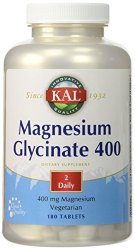 Magnesium Glycinate 400mg 180 tablets (Pack of 2) Kal 180 Tabs