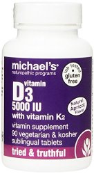 Michael’s Naturopathic Progams Vitamin D3 5000 IU with Vitamin K2 Tablets, 90 Count