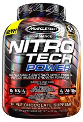 MuscleTech Nitro Tech Power Powder, Superior Whey Protein Peptide Muscle Growth Formula, Triple Chocolate Supreme, 4 lbs (1.81kg)
