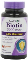 Natrol Biotin 5000 mcg Fast Dissolve Tablets, Strawberry, 90-Count