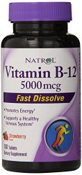 Natrol Vitamin B12 HFF Fast Dissolve Nutritional Supplements, Strawberry, 5000 mcg, 100 Count