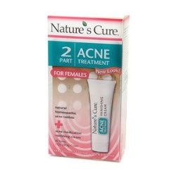 Nature’s Cure Two-part Acne Treatment System, for Women, 60 Tablets, 1 Ounce Cream (PACK OF 3) – 3 MONTH SUPPLY