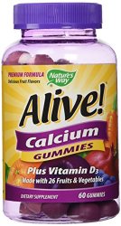 Nature’s Way, Alive! Calcium Gummies, 60 Gummies