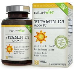 NatureWise Vitamin D3 5,000 IU in Organic Olive Oil, Non-GMO, USP Grade, 360 count