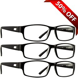 Reading Glasses _ 3 Pack Always Have a Professional Look, Crystal Clear Vision and Sure-Flex Comfort Spring Arms & Dura-Tight Screws _180 Day Guarantee + 1.75