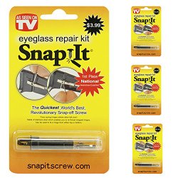 Set of 3 Snap It Eyeglass Repair Kits – As Seen On TV – One for Home, Work & Travel!