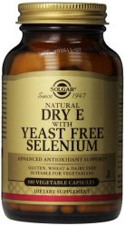 Solgar Dry Vitamin E with Yeast-Free Selenium Vegetable Capsules, 100 Count