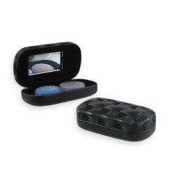 Stylish Contact Lens Case with Holder and Mirror | 100% Money Back Guarantee | Hard | Trance Black | PACK OF 2 |