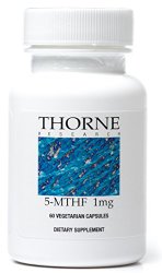 Thorne Research – 5-MTHF Folate Supplement – 1 mg Folate – 60 Vegetarian Capsules